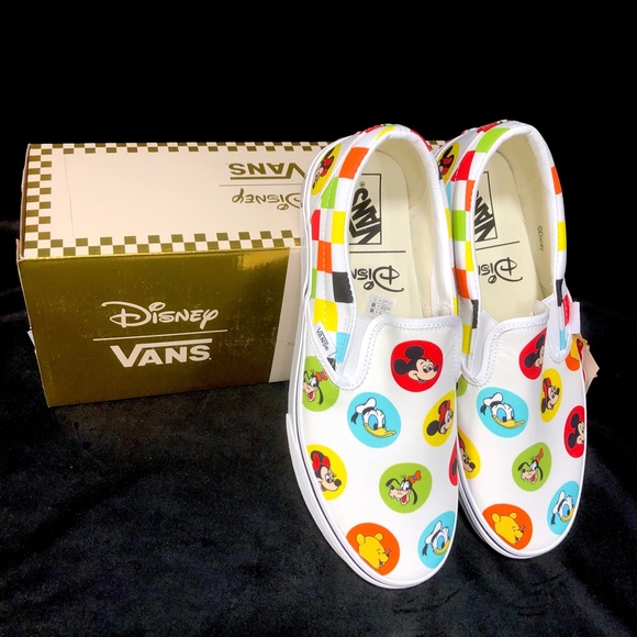 2022 Disney Parks 50th Mickey & Friends Vans Off The Wall Slip Shoes - NEW - Picture 2 of 3